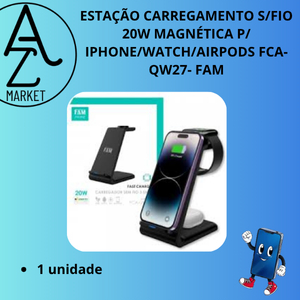 ESTAÇÃO CARREGAMENTO S/FIO 20W MAGNÉTICA P/ IPHONE/WATCH/AIRPODS FCA-QW27- FAM