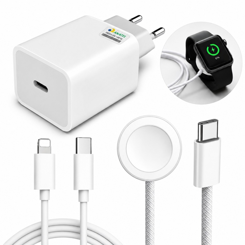 Cabo Carregador Rápido Relógio Para Apple Watch E iPhone 25w