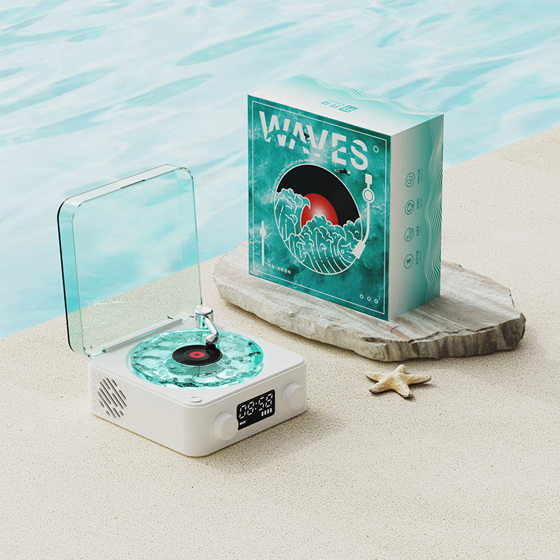 KAWOO Retro Branco Ruído Alto-Falantes Bluetooth Portátil Vintage Falante Subwoofer Com RGB Relógio Display Suporte TF