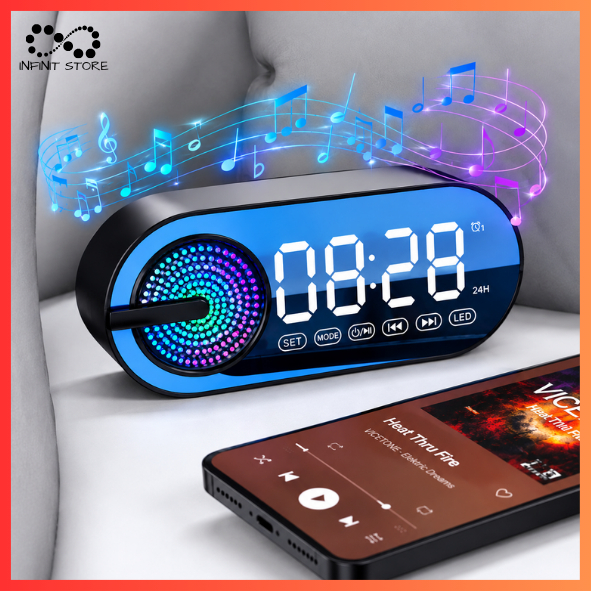 Rádio Retro Com Relógio Despertador Exibição De Hora Bluetooth Portátil Espelho USB