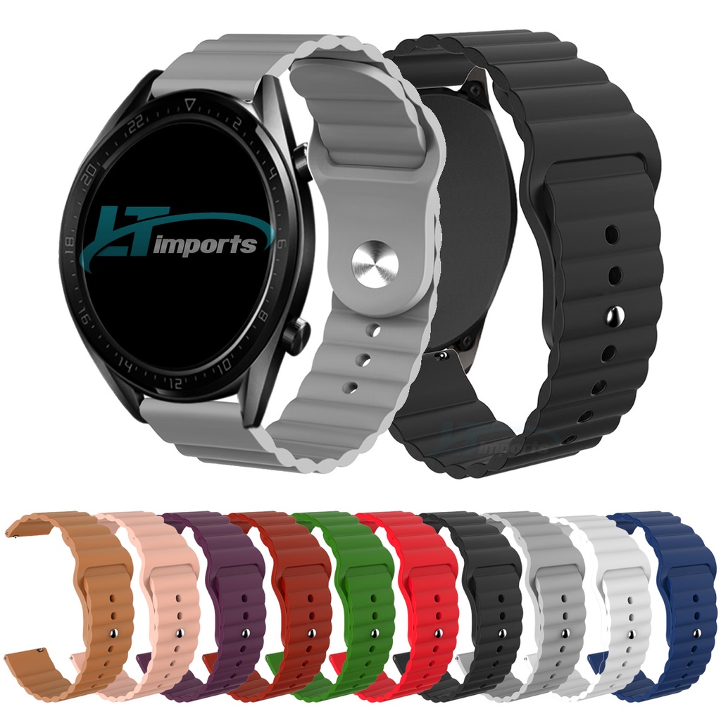 Pulseira 22mm Ondulada compativel com Samsung Galaxy Watch 3 45mm - Galaxy Watch 46mm Sm-R800 - Gear S3 Frontier - Amazfit GTR 4