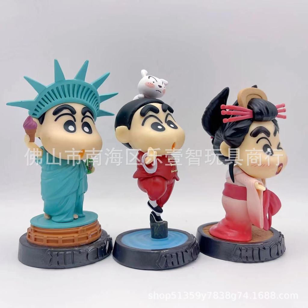 Figurinha Trendy Q-version Crayon Shin-chan: Jornada Global - Estátua da Liberdade, Modelo de Geisha em Traje Tang Kung
