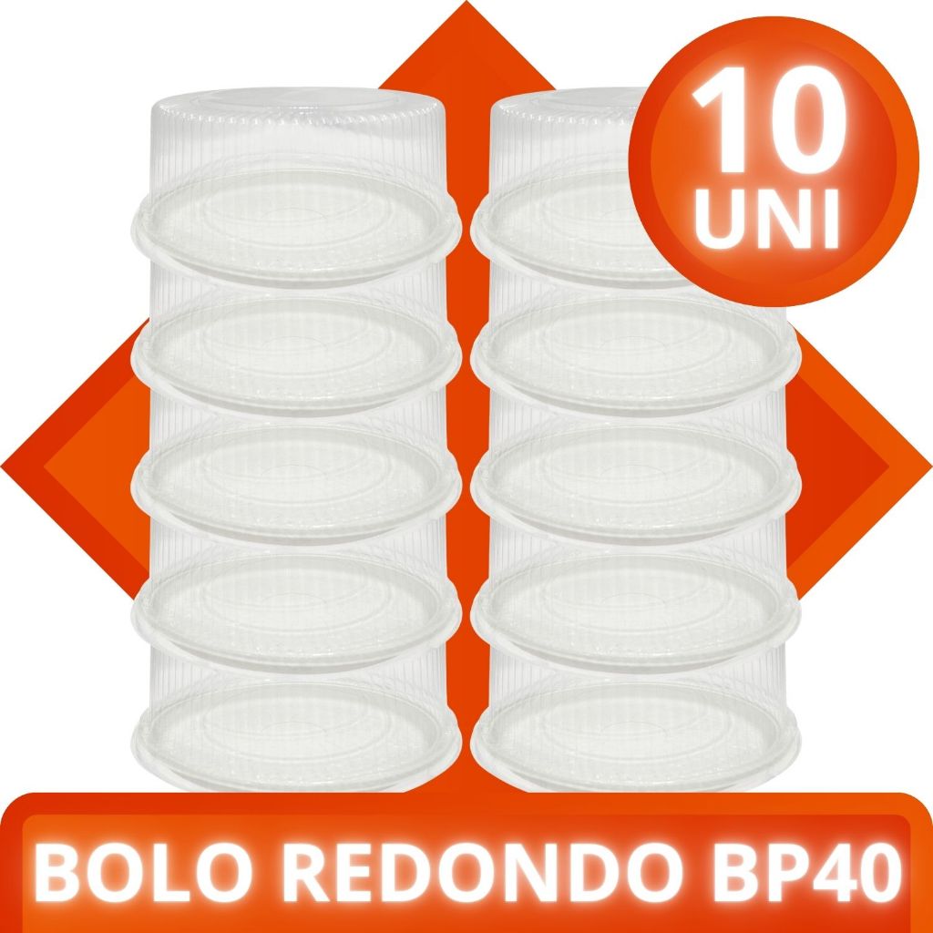Embalagem Plástica Redonda Para Bolo Torta Bp40 Pacote Com 10 Unidades