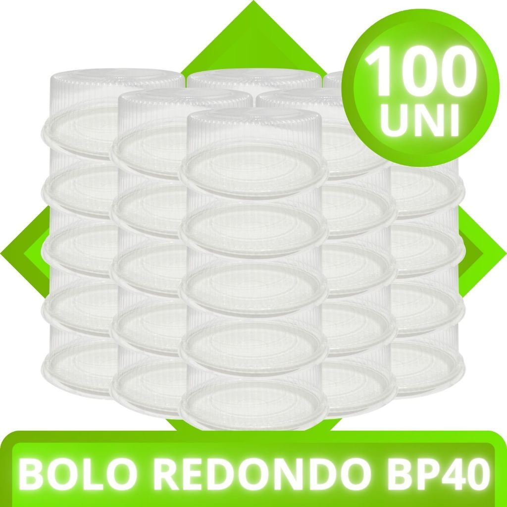 Embalagem Plástica Bp40 Multiuso Redonda Doce Torta Bolo Kit 100 Unidades