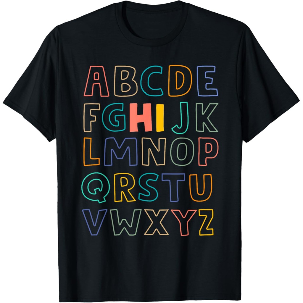 Camiseta Oversized Feminina Masculina Unissex Pre K Kindergarten Hi Alphabet Back To School Teachers T-Shirt