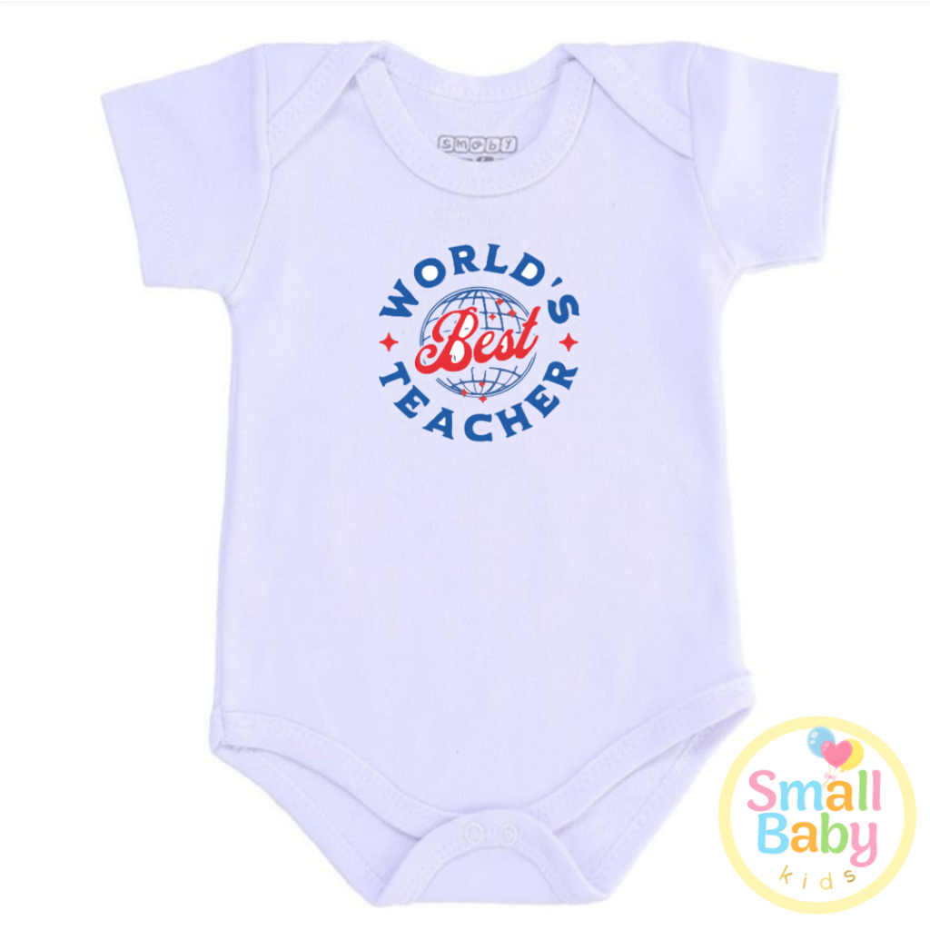 Body Bebe Infantil World´s Best Teacher '' O Melhor Professor do Mundo Manga Curta