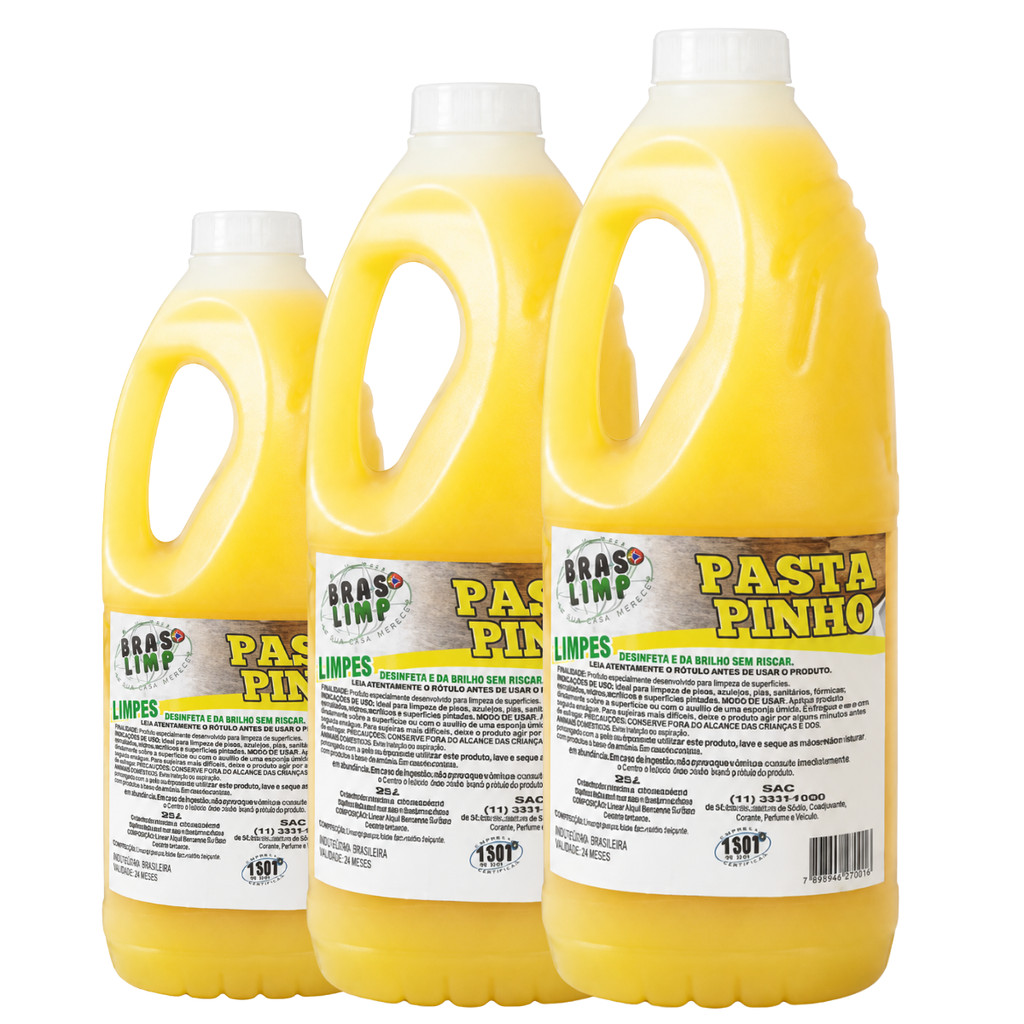 Kit 3 Pasta de Pinho 2L Bras Limp Limpeza Profunda