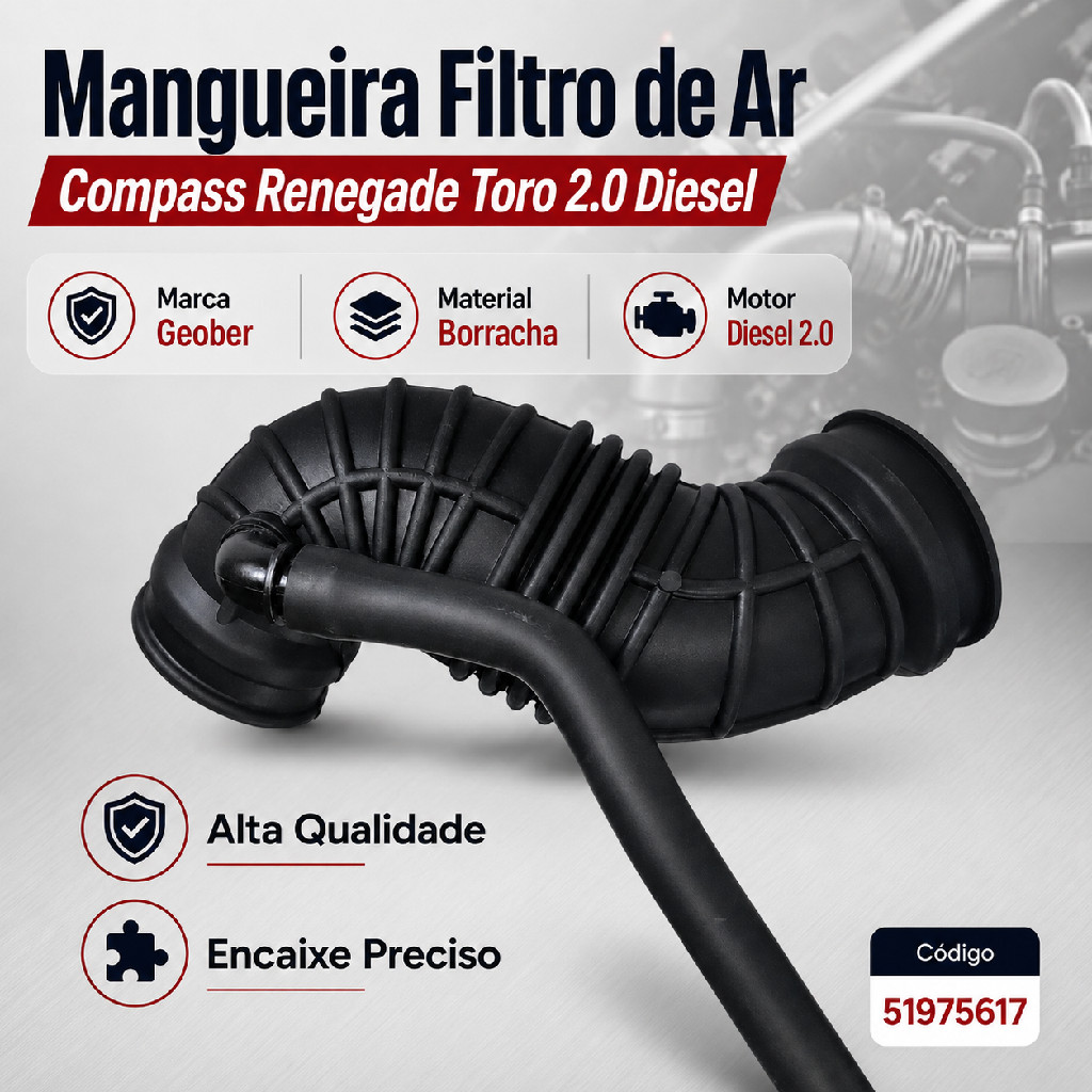 MANGUEIRA SAIDA FILTRO AR TORO JEEP COMPASS DIESEL 51975617