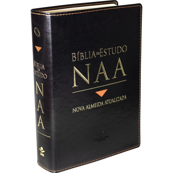 Bíblia de Estudo NAA Nova Almeida Atualizada Capa Couro PU Preta Com CAIXA BOX