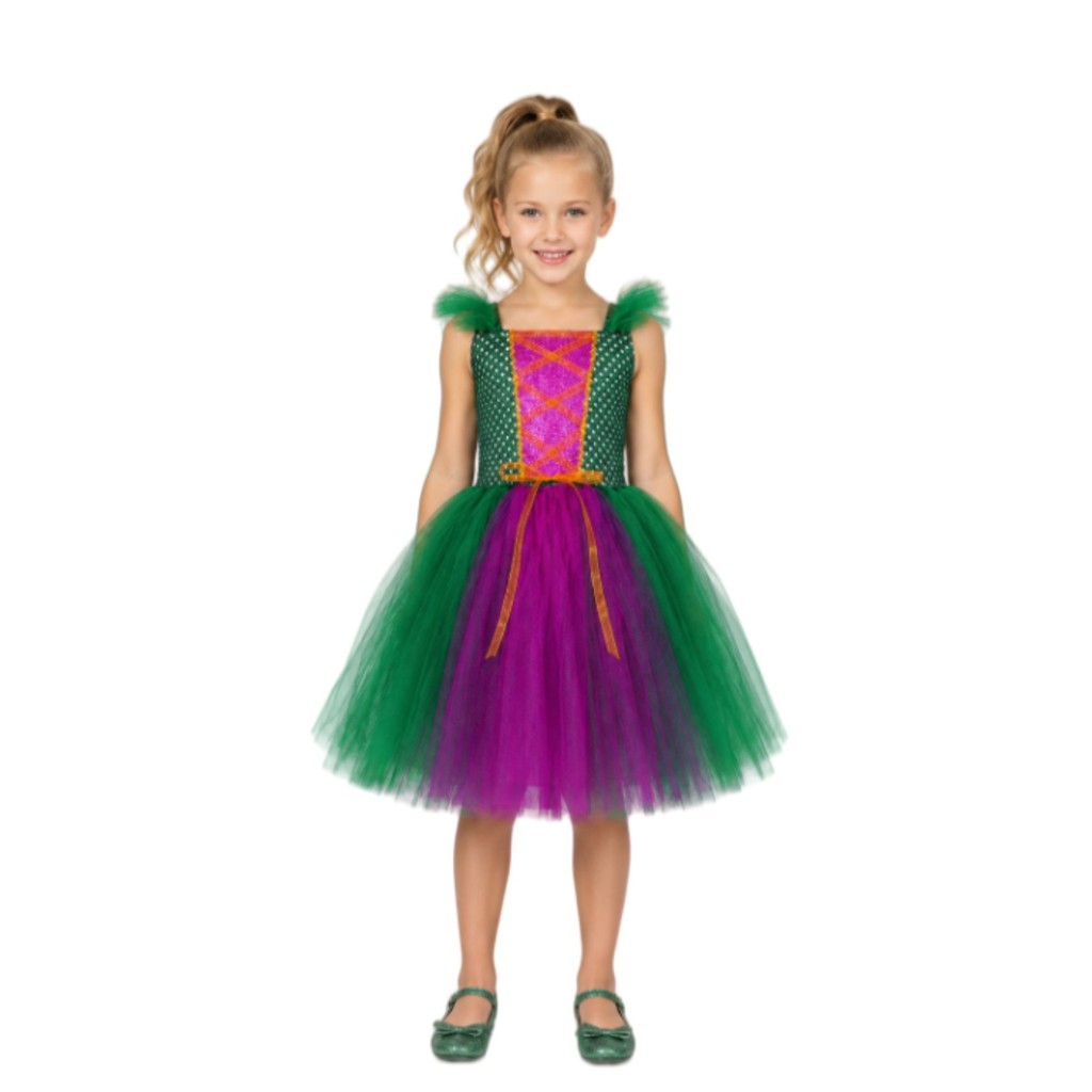 Halloween Cosplay Traje Bruxa Também É Louco Vestido Infantil Capa Vassoura Conjunto Role Play