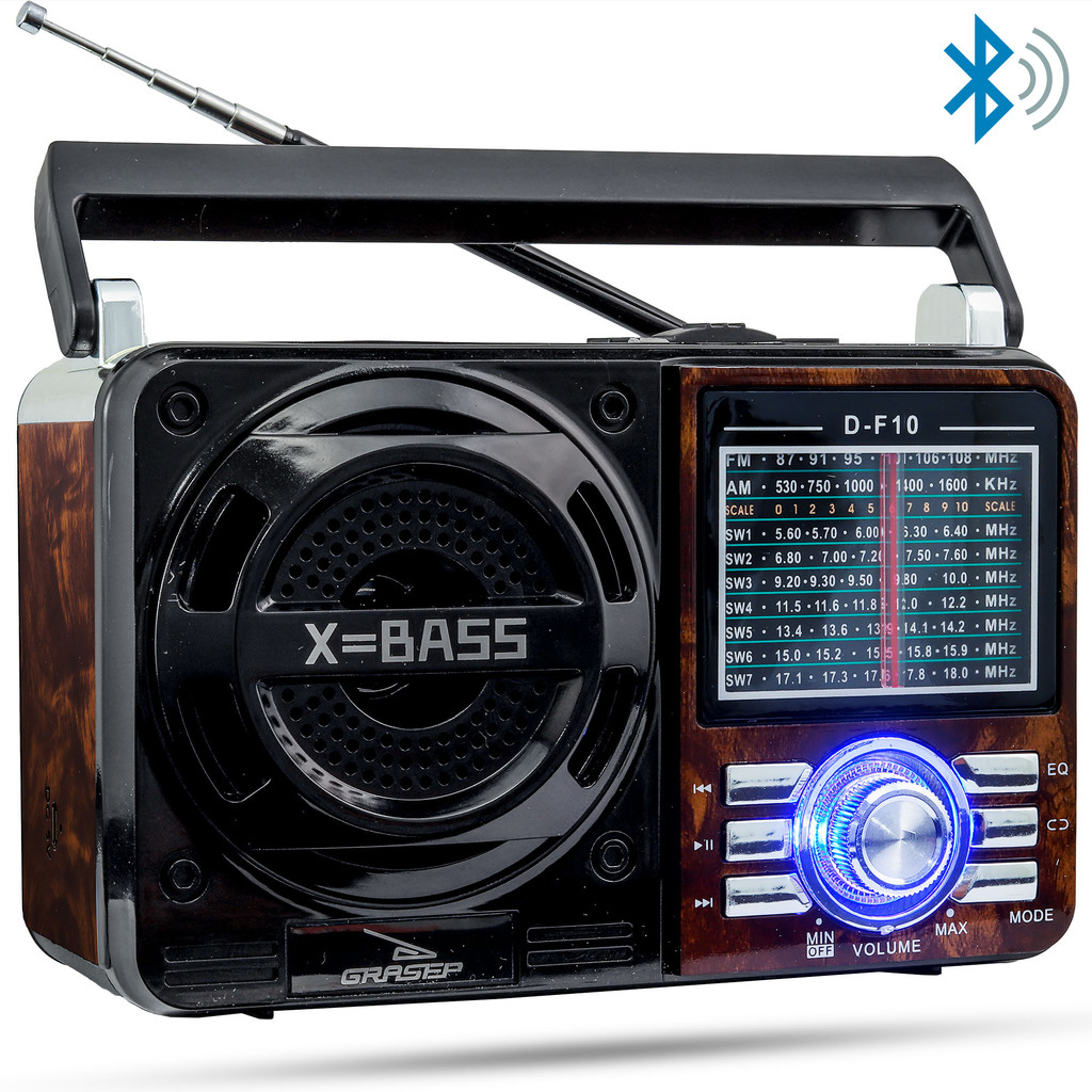 Caixa De Som Vintage Acabamento Luxuoso Conexão Bluetooth p2 Som Limpo Rádio Am Fm Analógico Antena