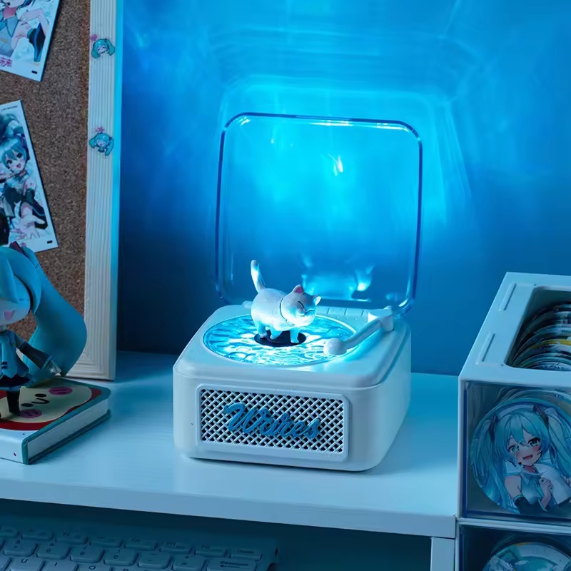Portátil Sleep Aid Bluetooth Alto-Falante Vintage Branco Ruído Surround Som Caixa De Música Onda Projeção Luz Suporte De