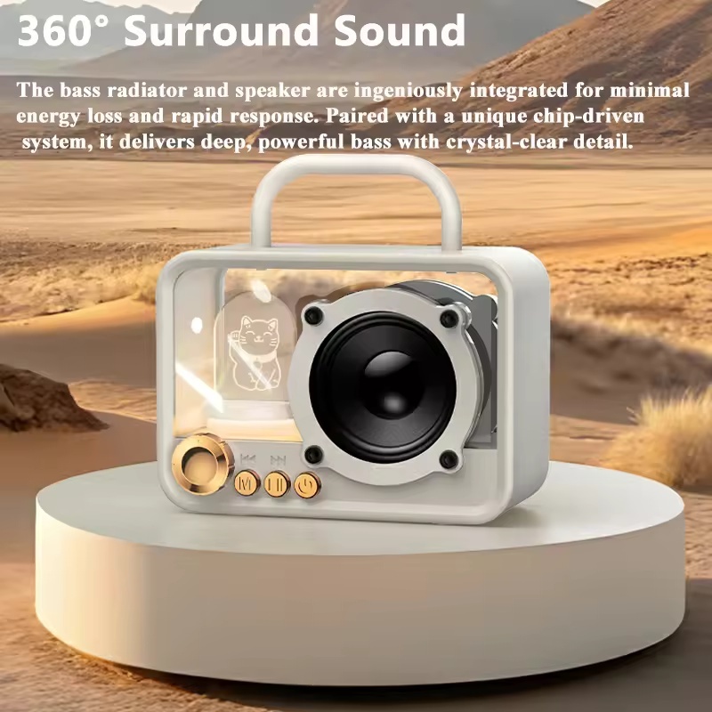 Mini Alto-Falante Retrô Bluetooth , Som Surround , Reprodutor De Áudio Vintage , Sem Fio , Luz RGB , MP3 , Caixa De Músi