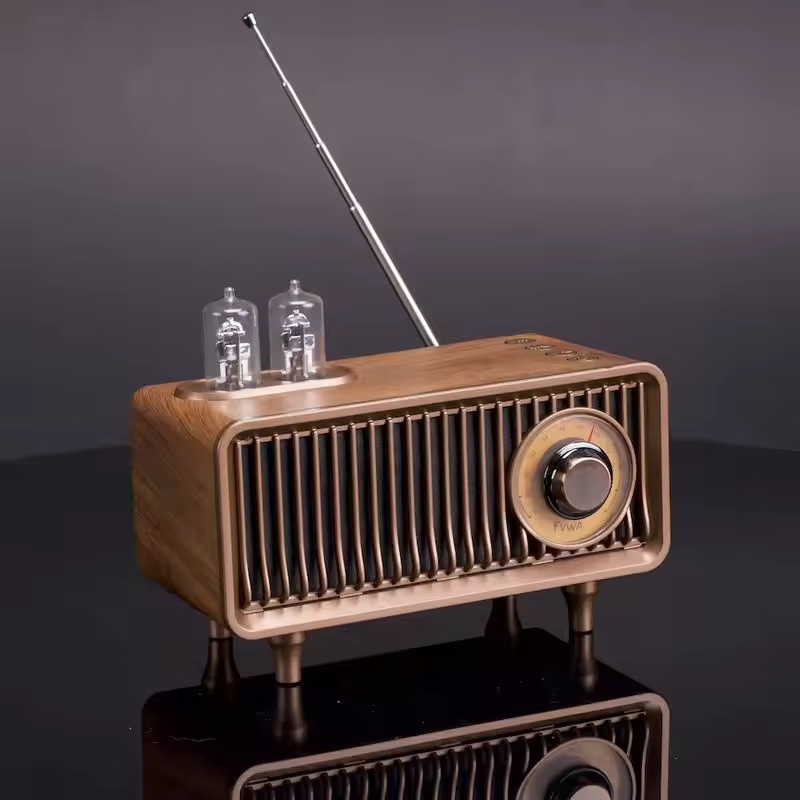 Mini Rádio De Som Estéreo FM De Madeira Vintage Imitação De Grão Portátil Alto-Falante Bluetooth Novo