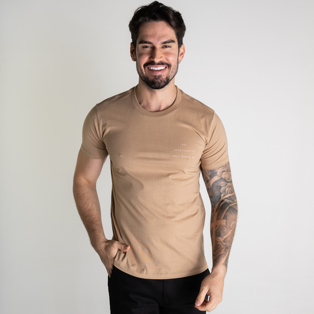 Camiseta Acostamento Wolf Brand Bege