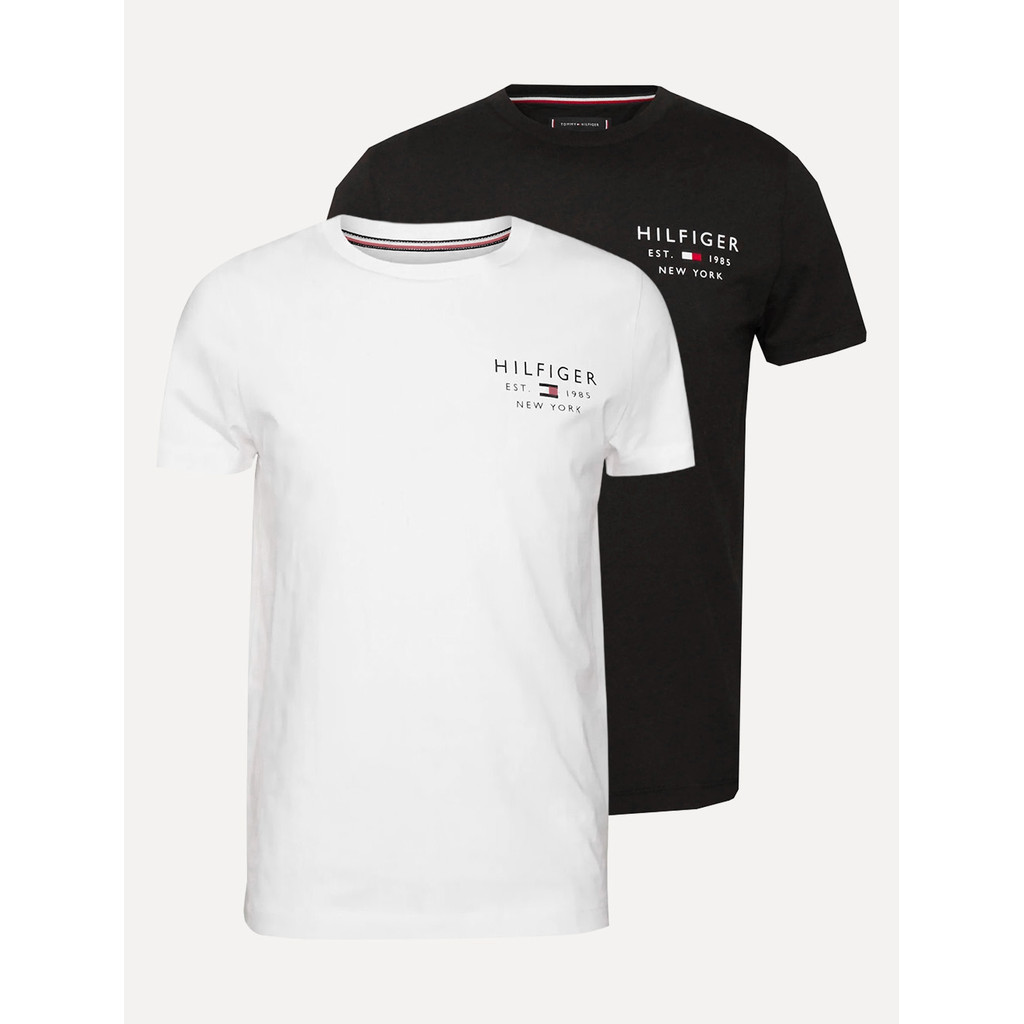 Kit Camisetas Tommy Hilfiger | Masculina Brand Love Small Logo Preta/Branca