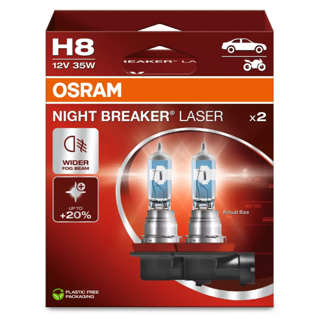 Par  de Lâmpadas Osram Night Breaker Laser H8 150% 12v
