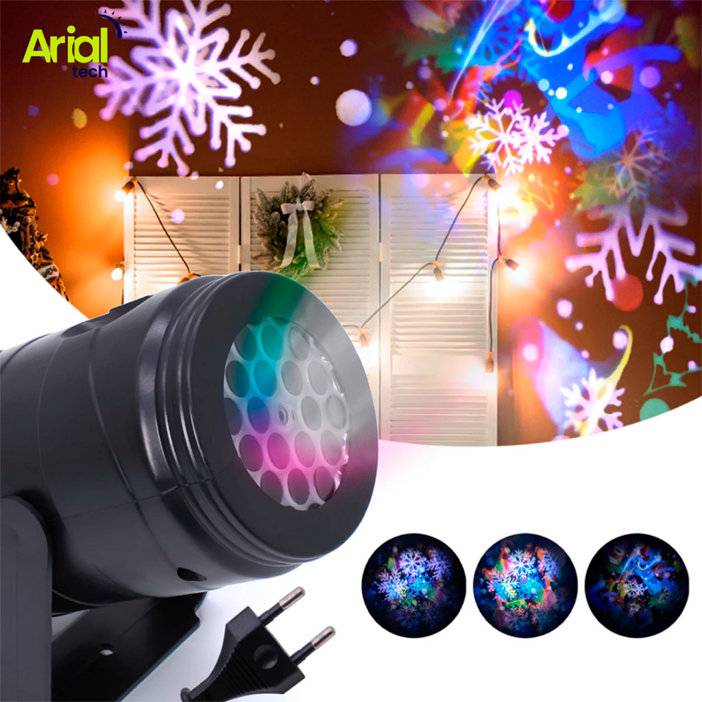 Projetor Led Natal Laser Desenhos Natalinos Jardim