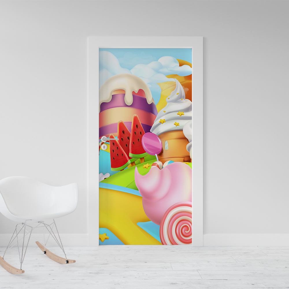 Adesivo Decorativo De Porta Candy Land 2