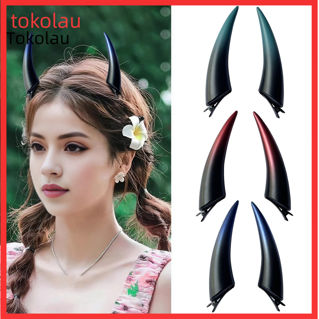Hairpin Corner Clip 1 Pair Gothic Demon Horn Dark Halloween Hair Cosplay Party for Women and Girls Daily Wear Theater Ac