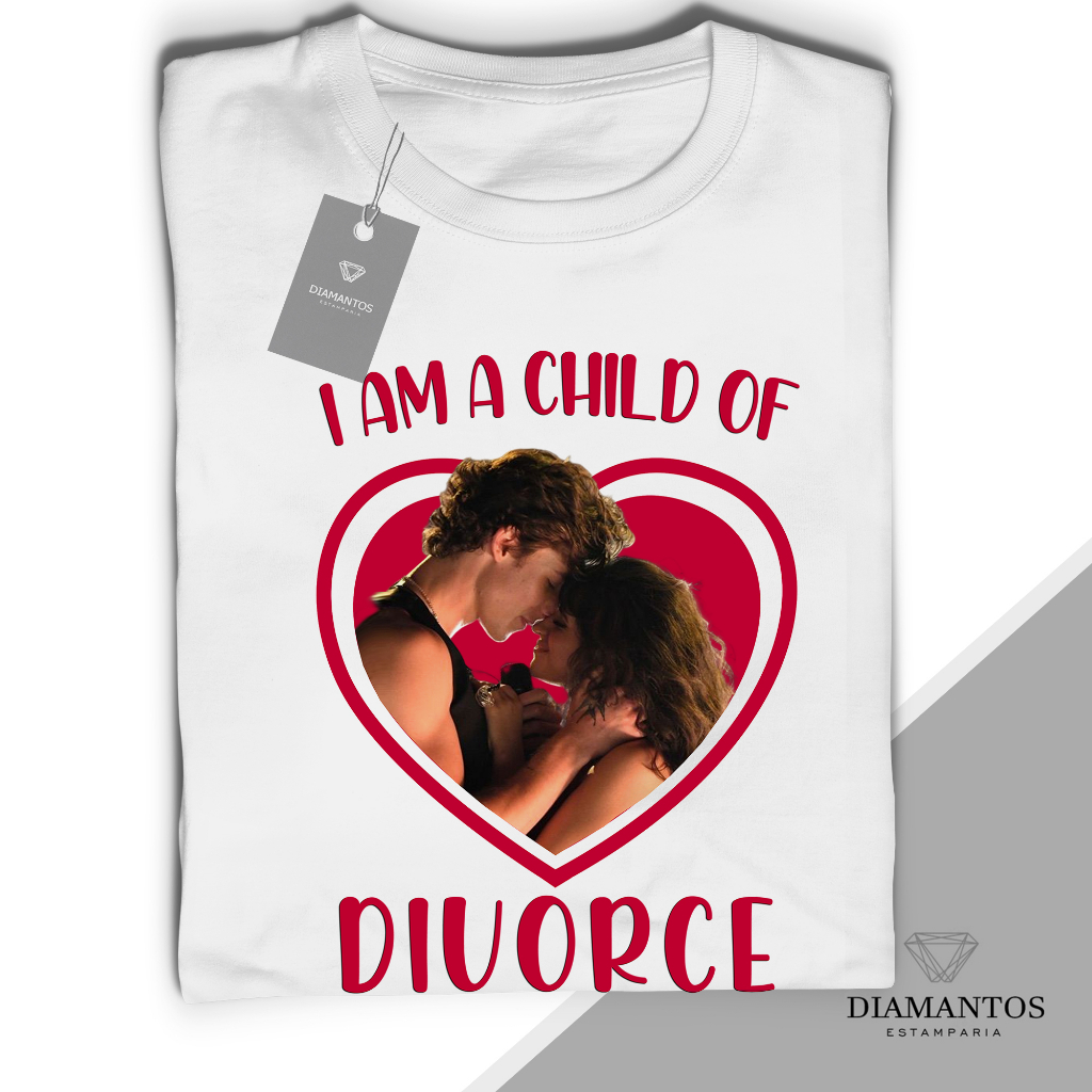 Camiseta Shawn Mendes e Camila Cabello i’m a child of divorce unissex e babylook MALHA COM ELASTANO