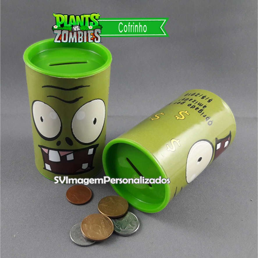Festa Plants vs Zombies Cofrinho Personalizado Lembrancinha para Aniversário Envio Rápido