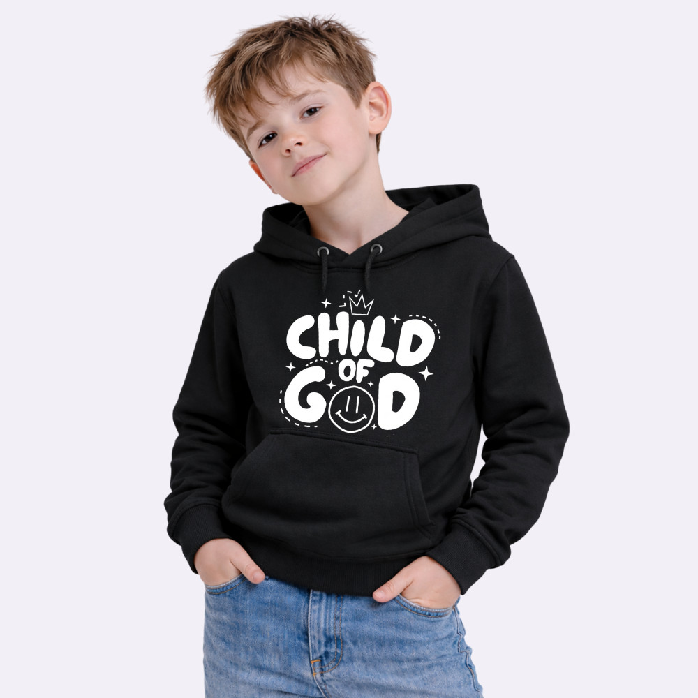 Moletom Infantil Canguru com Capuz Estampa Child Of Good Flanelado Quentinho Bolso Frontal