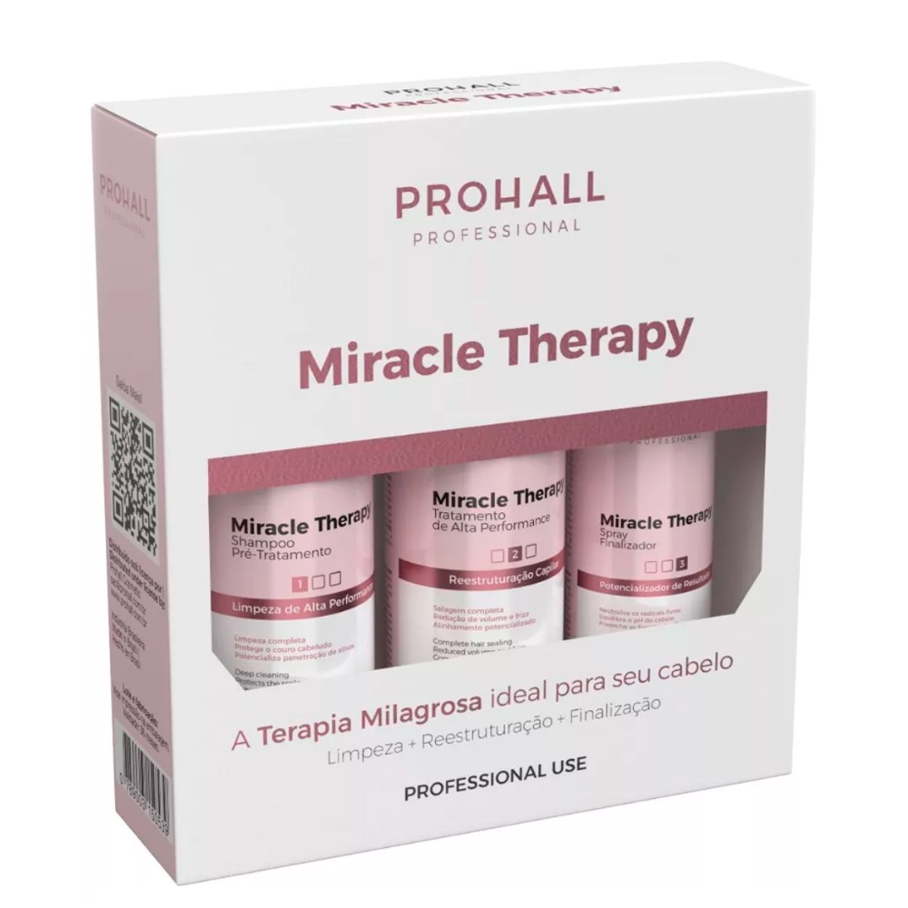 Kit Pro Reestruturação Capilar Miracle Therapy Prohall 3 Passos