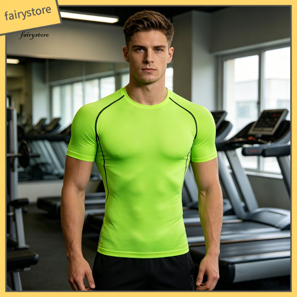 Simple Elegant Men Top Comfortable Exercise Men’s Muscle Fit Gym T-shirt – Breathable Tight Athletic Tee for Sports