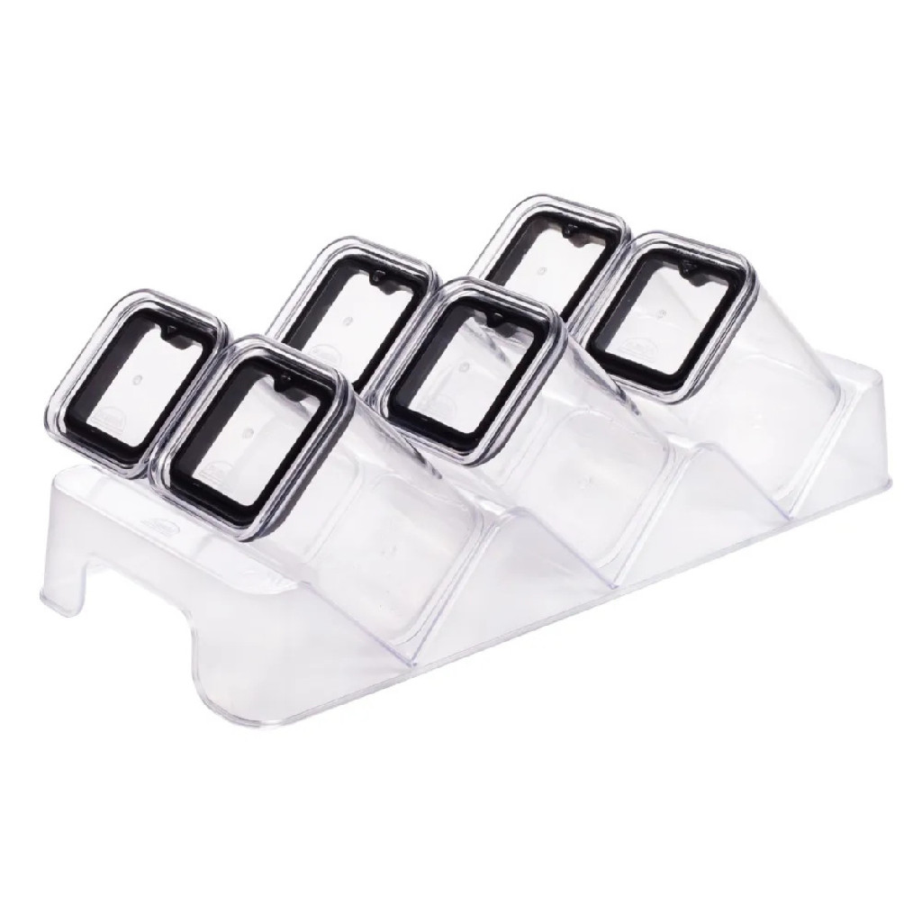 Porta Condimentos Temperos 7 Peças Cristal C/ Suporte Apoio Cozinha - Plasútil
