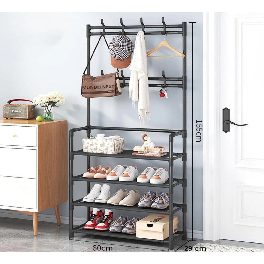 Prateleira Organizadora 5 Níveis Armazenamento Suporte Gancho Tênis Sandália Closet