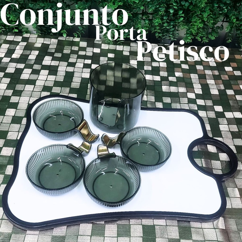 Kit Porta Molhos 4 potes e 1 Suporte