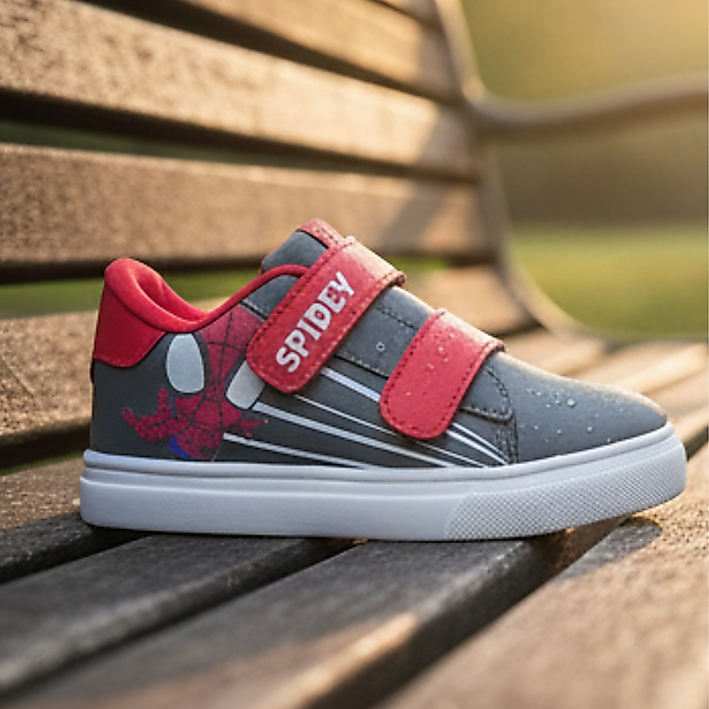 Tênis Menino Kids Spider-Man Original | Velcro Fácil | Antiderrapante | Escolar Casual | Chumbo