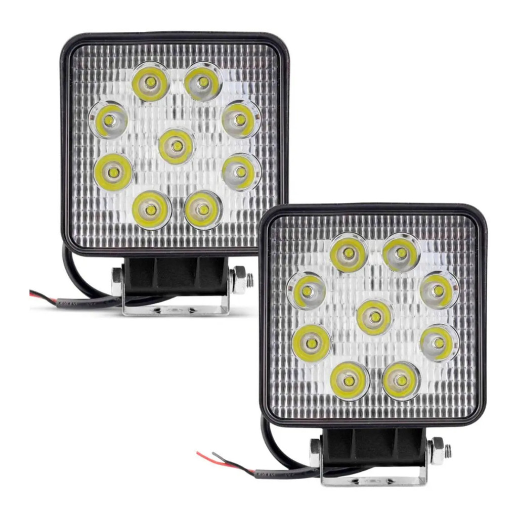Par Farol Milha Led Work Light 27W Quadrado 10V A  80V