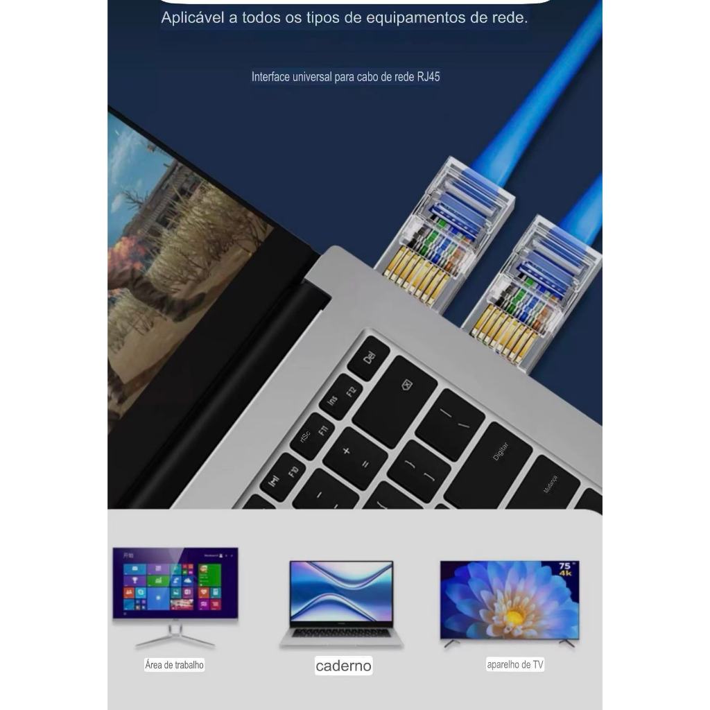 Cabo De Rede Azul RJ45 CAT5e Pc Notebook Roteador Smart Tv Video Game 10/15/20 /30 MetrosAzul Internet Lan