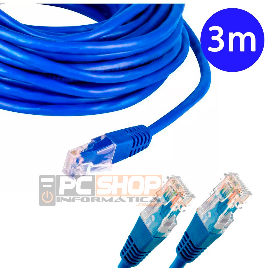Cabo De Rede Azul Internet Lan 3 Metros Pc Notebook Roteador Smart tv Vídeo Game