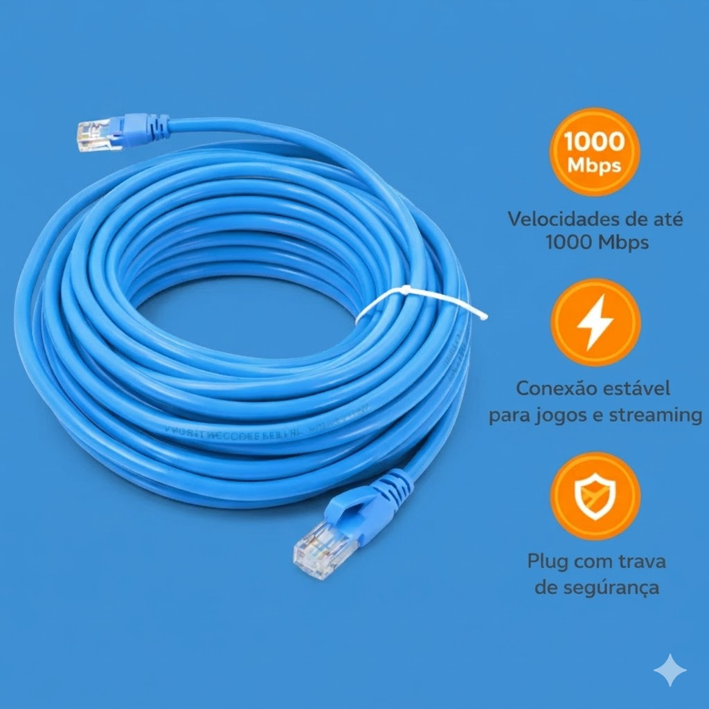 Cabo de Rede para Internet RJ45 Ethernet Roteador Modem TV Box Smart TV PC