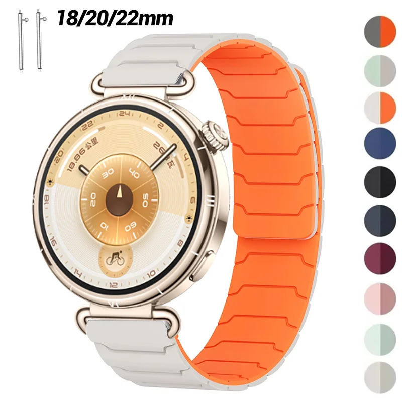 Pulseira Magnética de Silicone para Huawei Watch GT 6 5 4 41mm 42mm, Correia Huawei GT 6pro pro 46mm, Acessórios 18mm 22