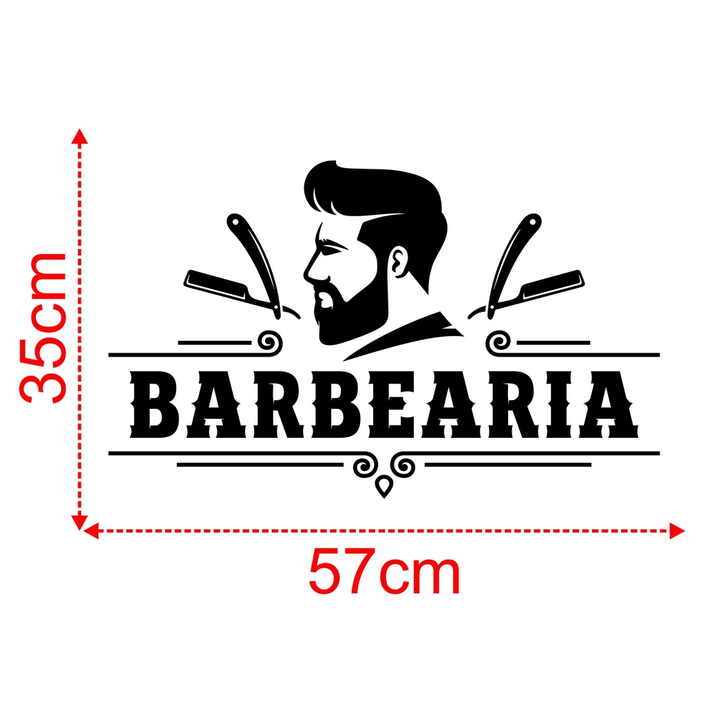 Adesivo (35x57cm) Barbearia Barber Shop Pente Tesoura Pole Haircut Barba BARB - LM042