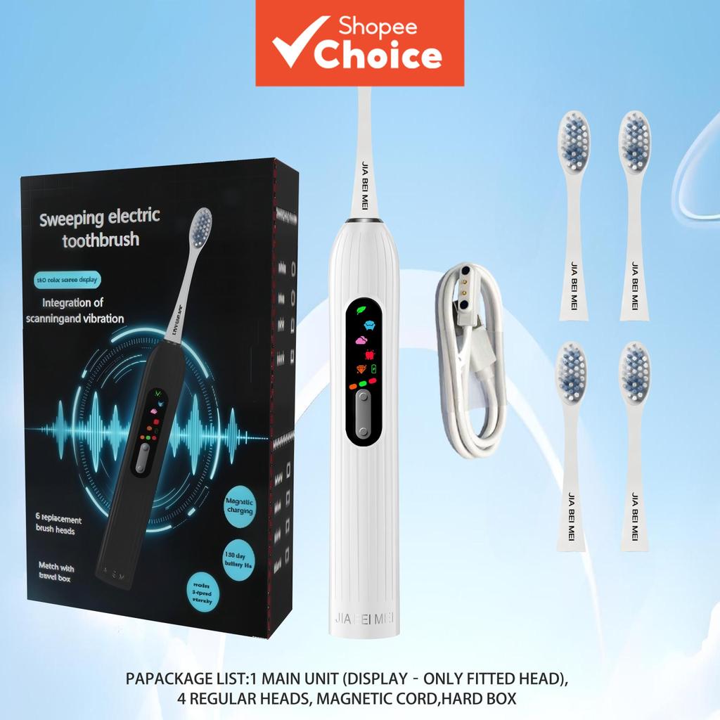 Escova de Dentes Elétrica Smart Sonic, Carregamento Magnético, Display LCD, 5 Modos, 3 Níveis de Intensidade, Cerdas