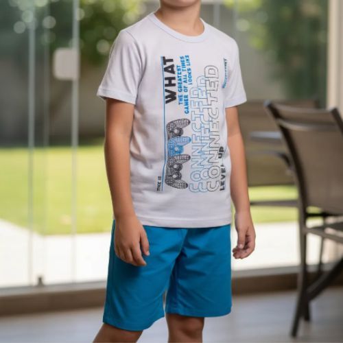Conjunto Menino 2pçs Curto Infantil Game   Rei Rex