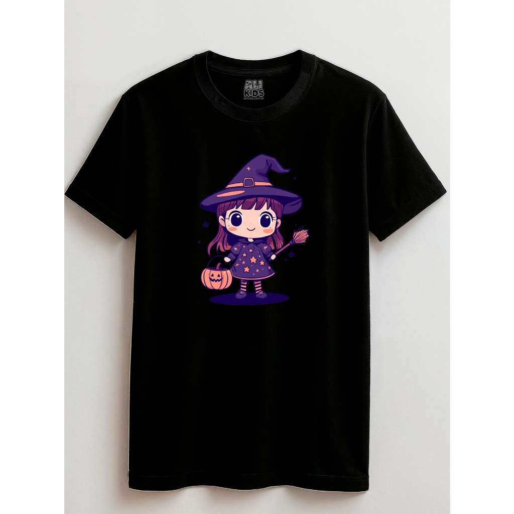 Camiseta Halloween Bruxinha Girl Juvenil e Infantil 2 ao 16 anos Menina Menino