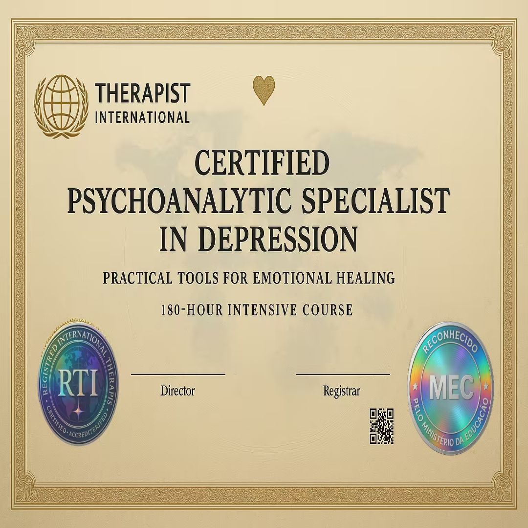 ⚠️ULTIMA VAGA⚠️ Título de Psicanalista Especializa em depressão +Reconhecimento MEC + Acesso vitalício + Primeira Turma + Registro Profissional + Declaração estudos +Livro Amazon +