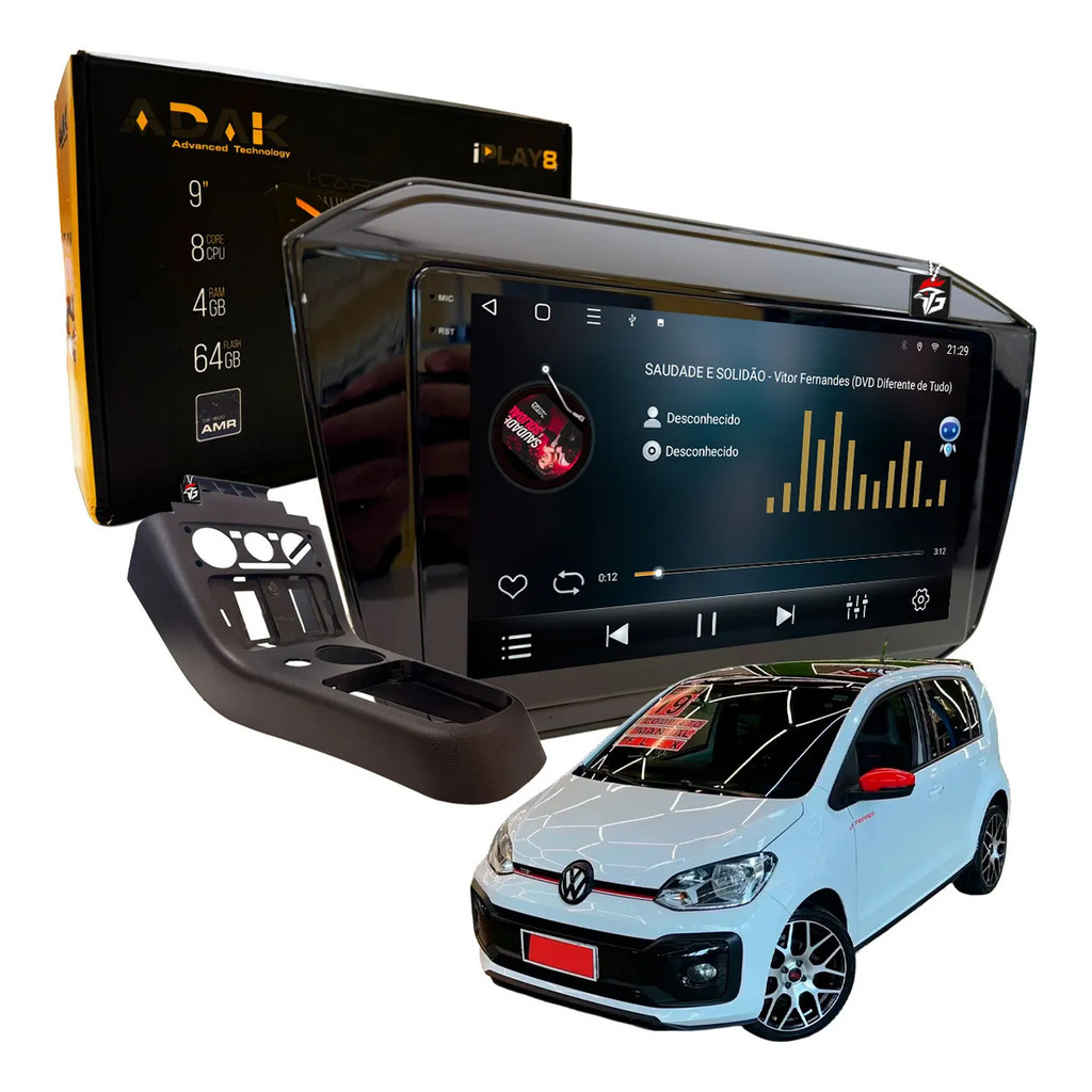Multimídia 4+64gb Rádio Gps Carplay Bt Up 2018-2021 Wifi Bt
