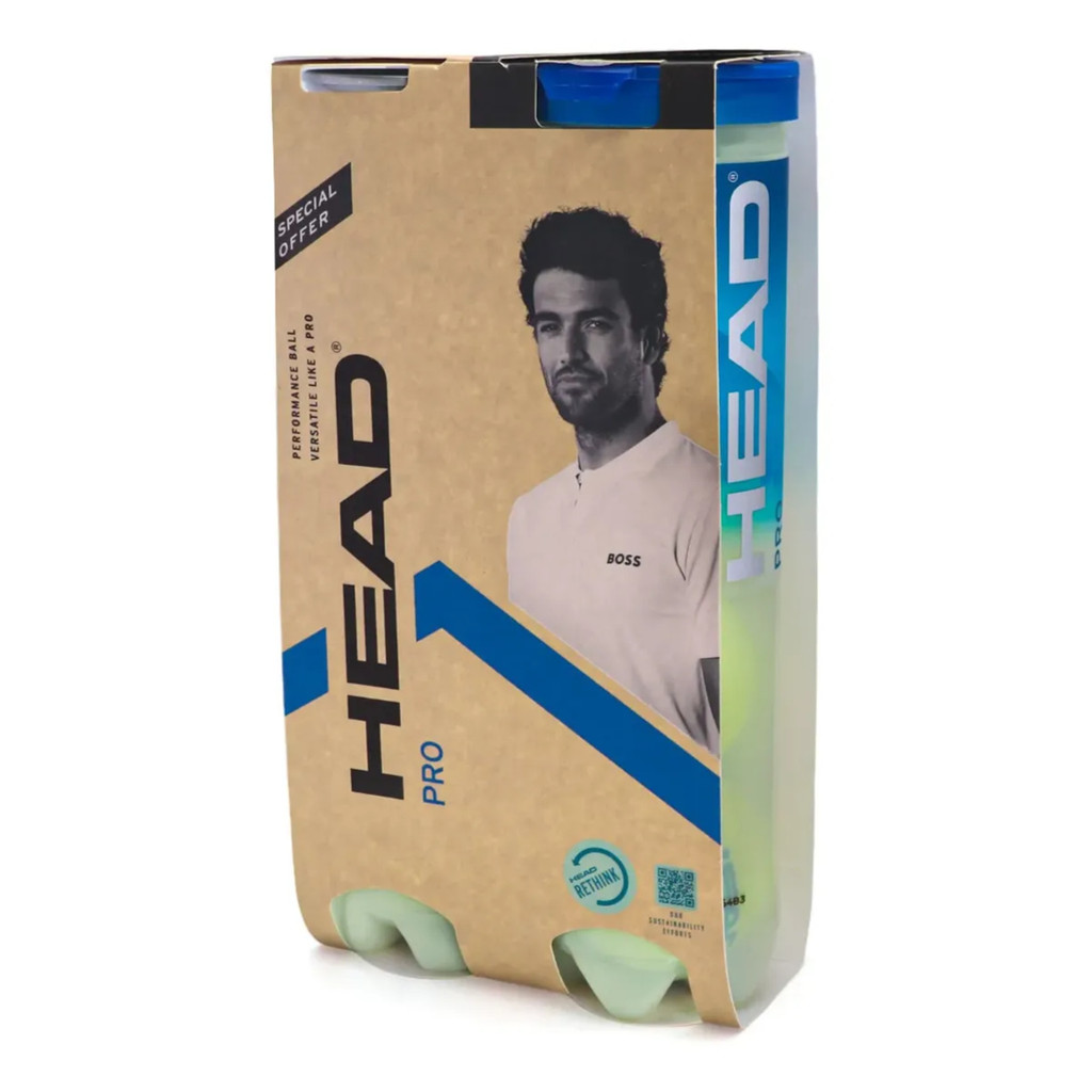 Bola De Tênis Head Pro Tubo Com 04 Bolas - Pack Com 02 Tubos