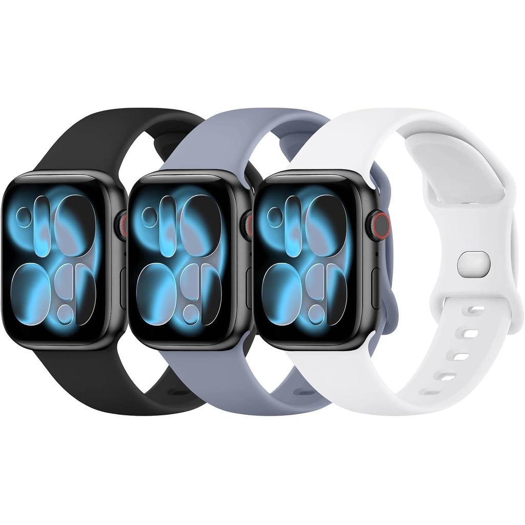 3 Pack Bands Compatible with Apple Watch Band 38mm 42mm 40mm 44mm 41mm 45mm 46mm 49mm Women Men, Soft Silicone Replaceme