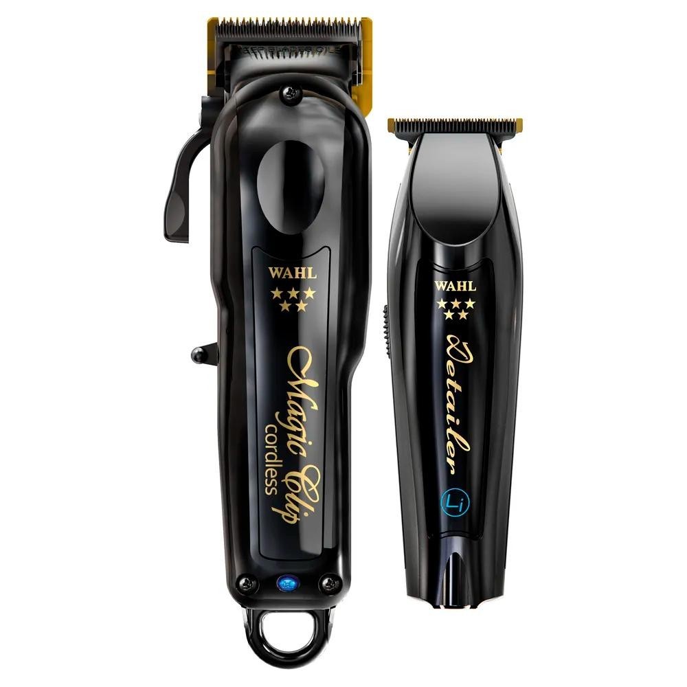 Kit Wahl Máquina de Corte Magic Clip Cordless e Acabamento Detailer Barber Combo Cordless Black