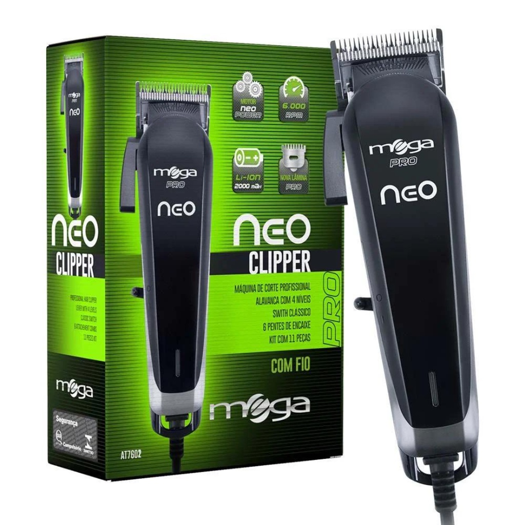 Mega Máquina de Corte NEO Cordless Bivolt USB Sem Fio Profissional Com 6 Pentes e alavanca