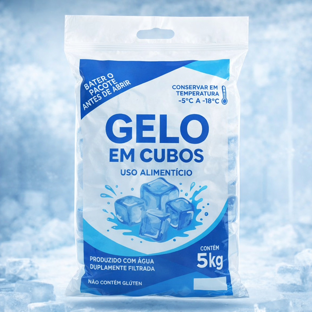 Saco Para Gelo Universal Cubo Com Alça 5kg C/ 300 und Linha Premium