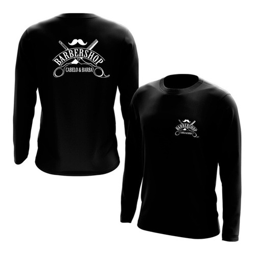 Camiseta Manga Longa Barber Shop Barbeiro Salão Uniforme